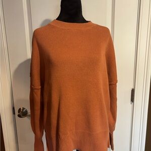 Women's Warm Orange Crew Neck Sweater